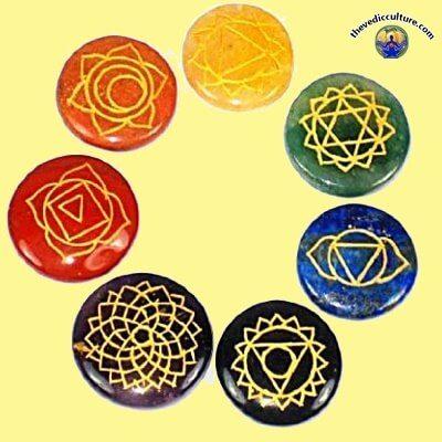 Round 7 chakra crystals symbols